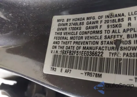 2014 Honda Civic Lx from USA, damaged, VIN 19XFB2F51EE036622